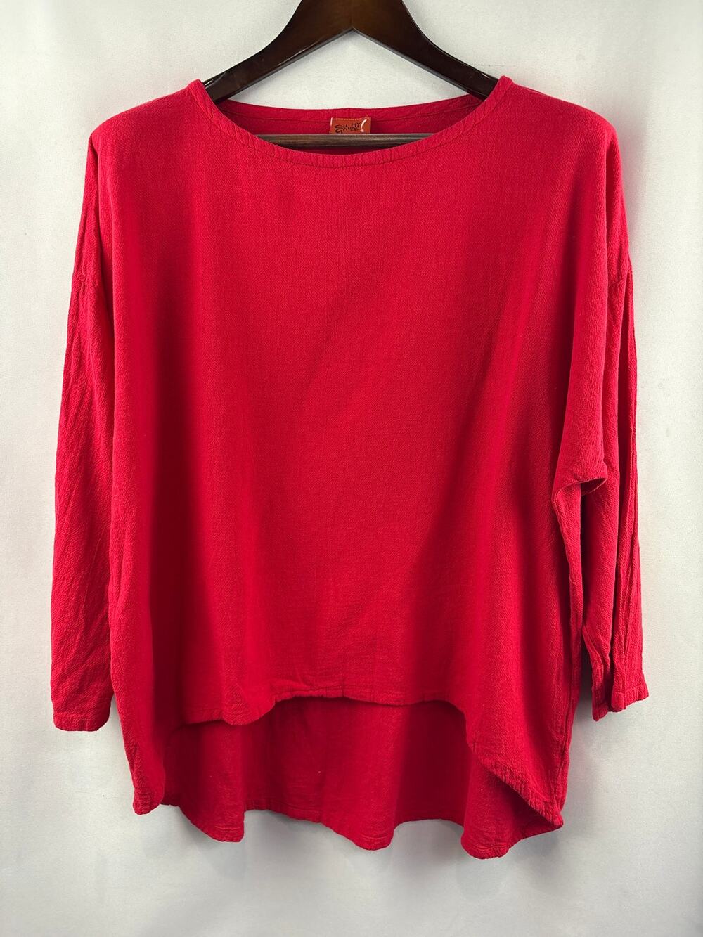 Women’s Oh My Gauze! Large Bright Red Long Sleeve Blouse